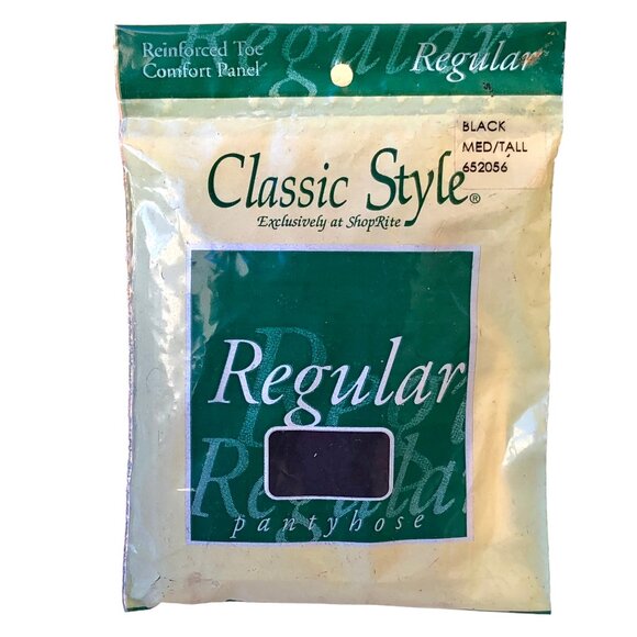 ShopRite Vtg Pantyhose Jet Black Medium/Tall Classic Regular + Control - Picture 4 of 7
